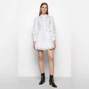 Maje White Lace Trim Dress